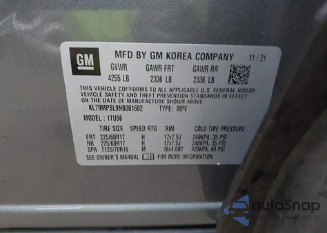 2022 Chevrolet Trailblazer Fwd Lt from USA, damaged, VIN KL79MPSL9NB081682